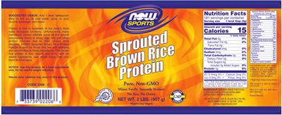 Photo of the NOW Sports Sprouted Brown Rice Protein label
