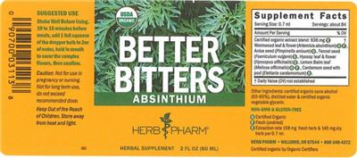Photo of the Herb Pharm Better Bitters Absinthium label