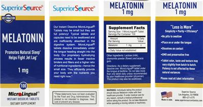 Photo of the Superior Source Melatonin 1 mg label