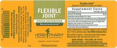 Photo of the Herb Pharm Flexible Joint label