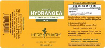 Photo of the Herb Pharm Hydrangea label