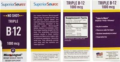 Photo of the Superior Source Triple B-12 1000 mcg label