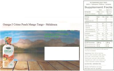 Photo of the Melaleuca Omega-3 Creme Delight Peach Mango Tango label