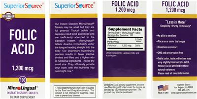 Photo of the Superior Source Folic Acid 1,200 mcg label