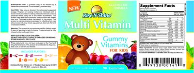 Photo of the Rise-N-Shine Multi Vitamin label