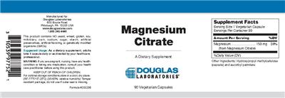 Photo of the Douglas Laboratories Magnesium Citrate label