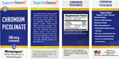 Photo of the Superior Source Chromium Picolinate 200 mcg label