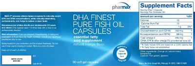 Photo of the Pharmax DHA Finest Pure Fish Oil Capsules Natural Orange Flavor label