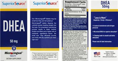 Photo of the Superior Source DHEA 50 mg label