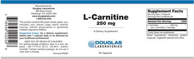 Photo of the Douglas Laboratories L-Carnitine 250 mg label