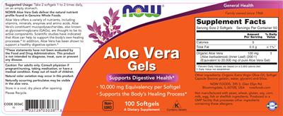 Photo of the NOW Aloe Vera Gels label