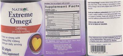 Photo of the Natrol Extreme Omega 2400 mg label