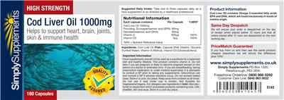 Photo of the Simply Supplements High Strength Cod Liver Oil 1000 mg label