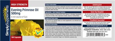 Photo of the Simply Supplements High Strength Evening Primrose Oil 500 mg label