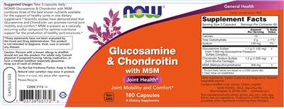 Photo of the NOW Glucosamine & Chondroitin With MSM label