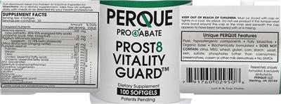 Photo of the Perque Pro4Abate Prost8 Vitality Guard label