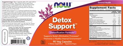 Photo of the NOW Detox Support label