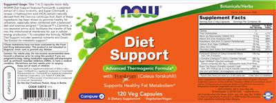 Photo of the NOW Diet Support label