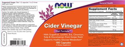 Photo of the NOW Cider Vinegar label