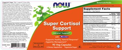 Photo of the NOW Super Cortisol Support label