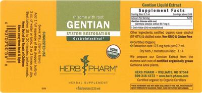 Photo of the Herb Pharm Gentian label
