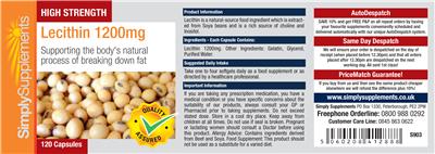 Photo of the Simply Supplements High Strength Lecithin 1200 mg label