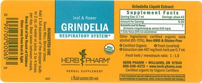 Photo of the Herb Pharm Grindelia label