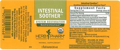 Photo of the Herb Pharm Intestinal Soother label