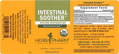 Photo of the Herb Pharm Intestinal Soother label