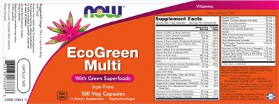 Photo of the NOW EcoGreen Multi Iron-Free label