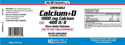 Product label image for Chewable Calcium+D 1000 mg Calcium 400 IU D