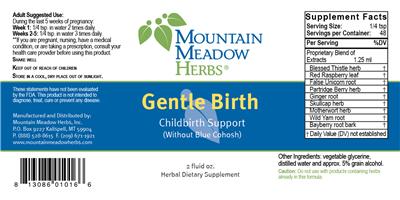 Photo of the Mountain Meadow Herbs Gentle Birth label