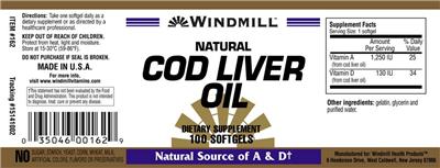 Photo of the Windmill Natural Cod Liver Oil label