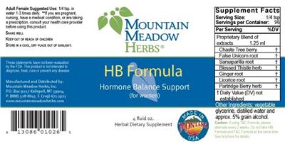 Photo of the Mountain Meadow Herbs HB Formula label