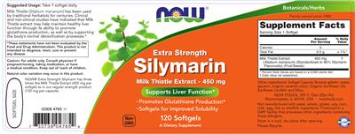 Photo of the NOW Extra Strength Silymarin label