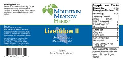 Photo of the Mountain Meadow Herbs LiverGlow ll label