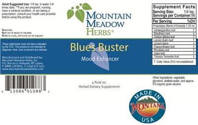 Photo of the Mountain Meadow Herbs Blues Buster label