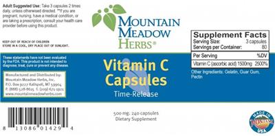 Photo of the Mountain Meadow Herbs Vitamin C Capsules label