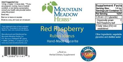 Photo of the Mountain Meadow Herbs Red Raspberry label