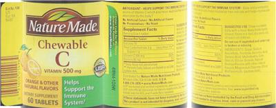 Photo of the Nature Made Chewable Vitamin C 500 mg label