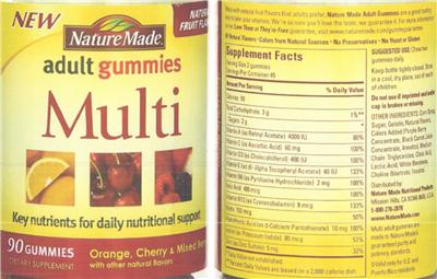 Photo of the Nature Made Multi Adult Gummies label