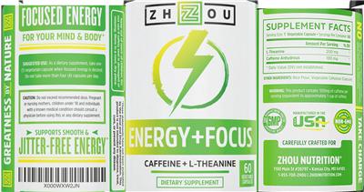 Photo of the ZHOU Energy + Focus label