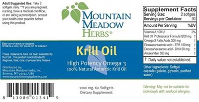 Photo of the Mountain Meadow Herbs Krill Oil 1200 mg label