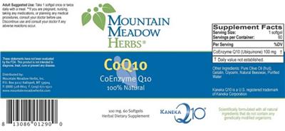 Photo of the Mountain Meadow Herbs CoQ10 100 mg label