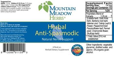 Photo of the Mountain Meadow Herbs Herbal Anti-Spasmodic label