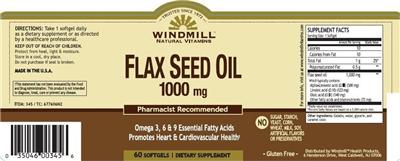 Photo of the Windmill Flax Seed Oil 1000 mg label