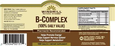 Photo of the Windmill B-Complex label