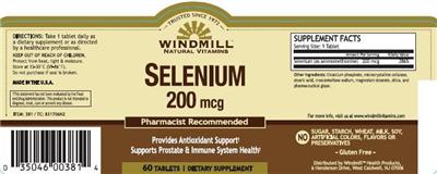 Photo of the Windmill Selenium 200 mcg label