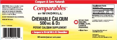 Photo of the Comparables By Windmill Chewable Calcium 500 mg & D3 label