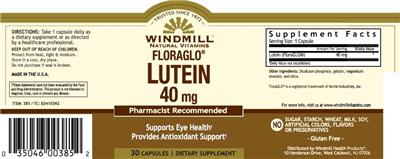 Photo of the Windmill Floraglo Lutein 40 mg label